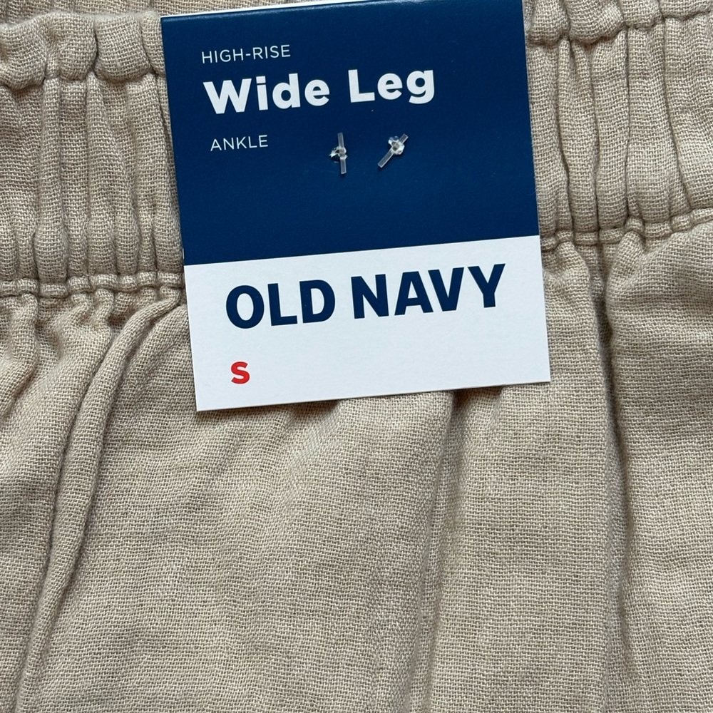 Old Navy tan / khaki wide leg cotton pants clothes - Picture 2 of 6